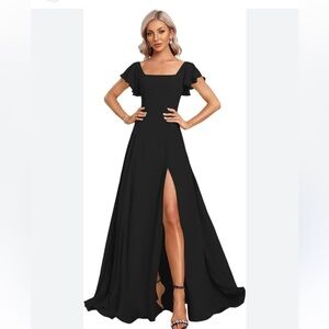 Azazie Black Maxi Dress with Slit